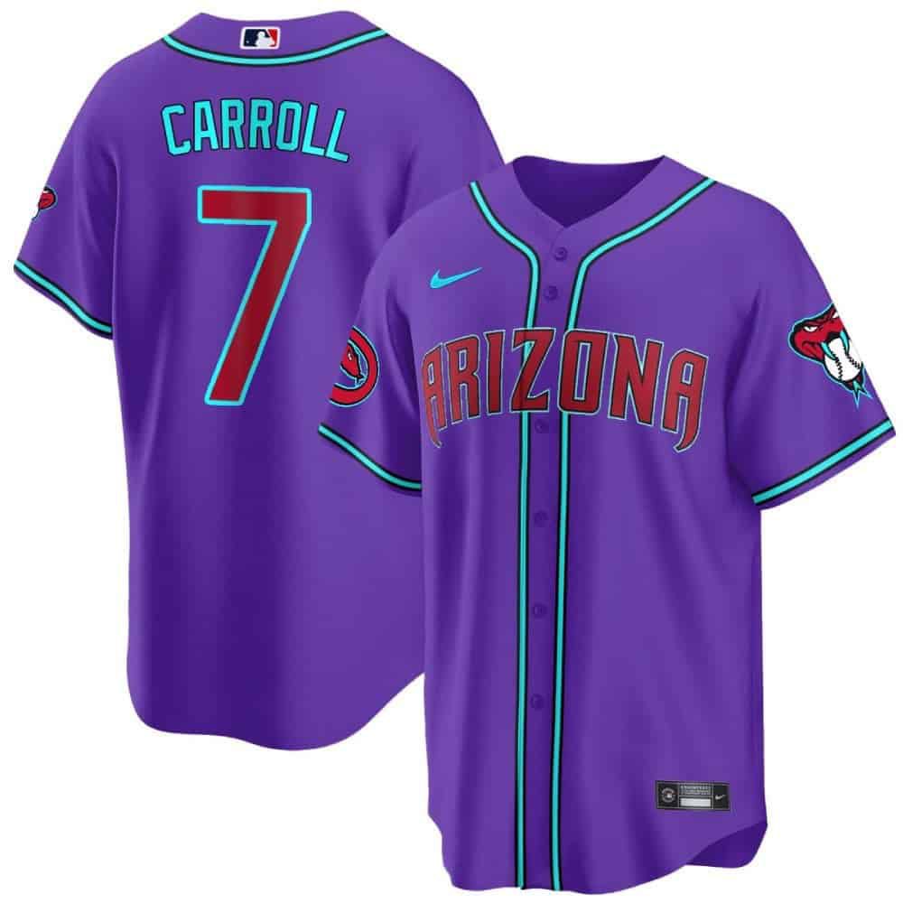 Men Arizona Diamondback #7 Carroll Purple 2024 Nike Cool Base MLB Jersey style 1->arizona diamondback->MLB Jersey